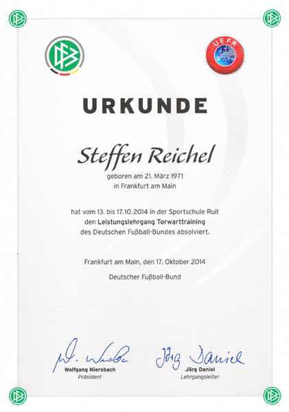 Der bisherige H&oouml;hepunkt des Tw Trainer Daseins, der DFB Tw Trainer LEistungsKurs in Ruit im Jahr 2014