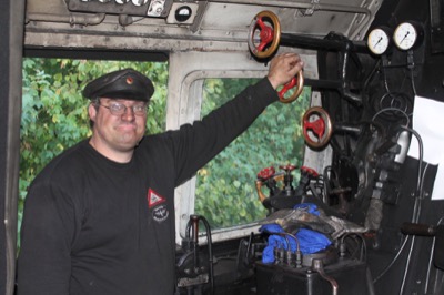 Als Heizer auf 01 118 der Historischen Eisenbahn Frankfurt